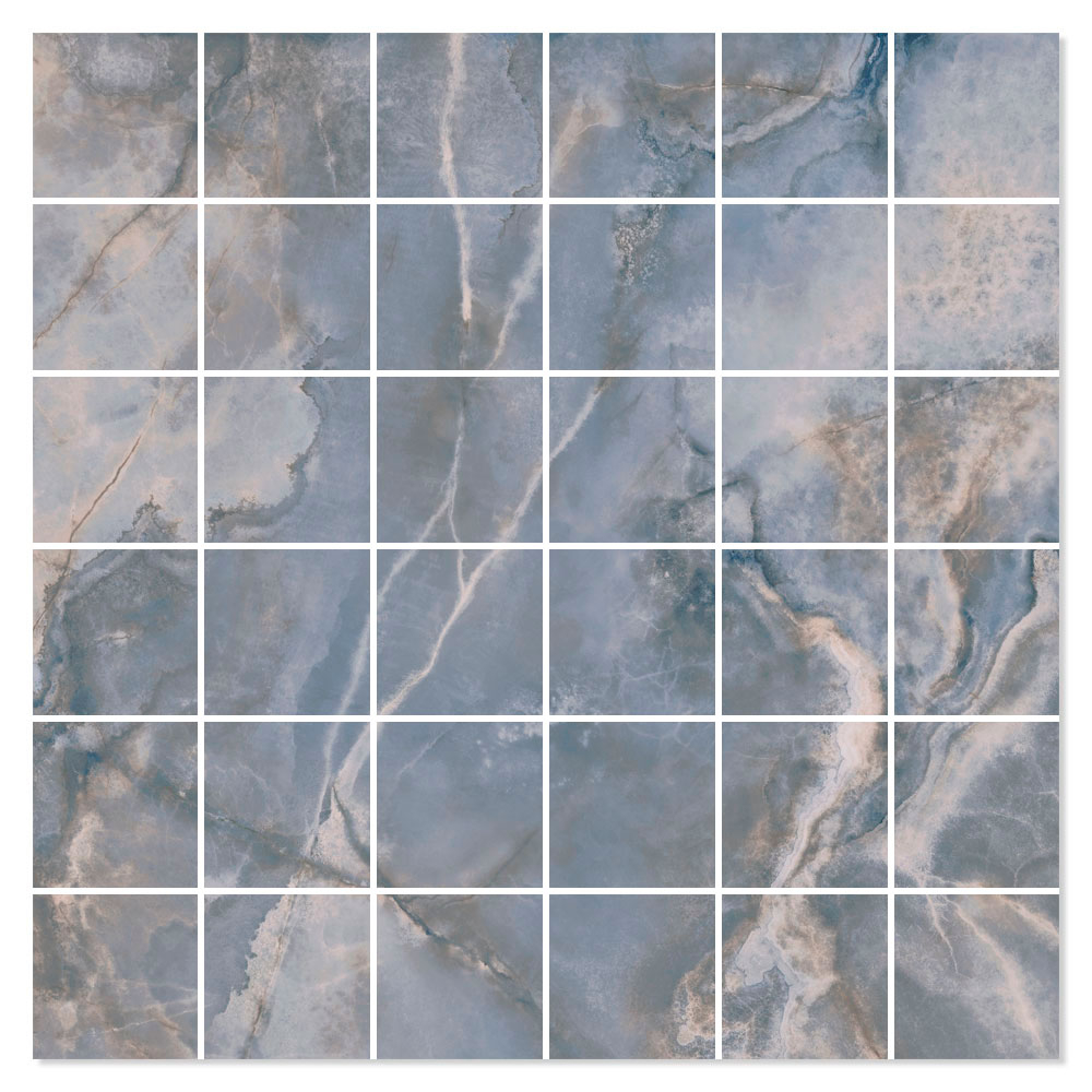 Marmor Mosaikkflis Lux Cirrus Blå Polert 30x30 (5x5) cm
